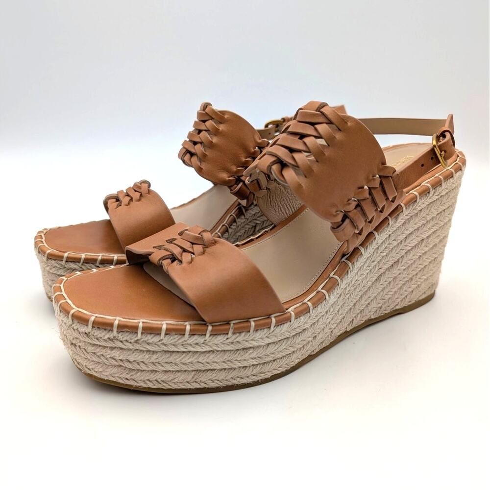 Veronica Beard Riya Leather Espadrille Wedge Sandals Light brown Size US11M EU41